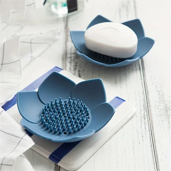 1pcs Bathroom Soap Box Lotus n Soap Holder Silicone Soap Box Drain Box Bathroom Accessories 250509
