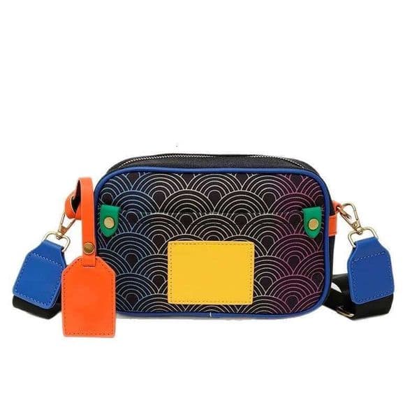 Spring And Summer New Small Square Texture Wide Shoulder Strap Bag, Women's Gradient Printed Camera Bag