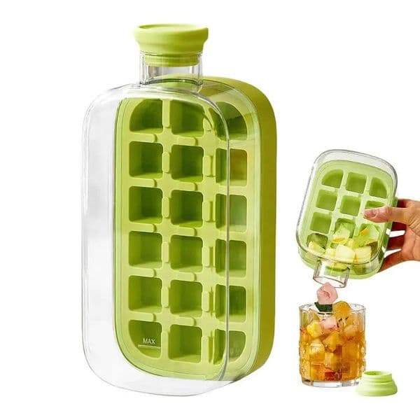 800ml Ice Cube Bottle 2in1 Touch Free Tray Water Making with Lid and Box Kitchen Gadgets Summer 250515BJ