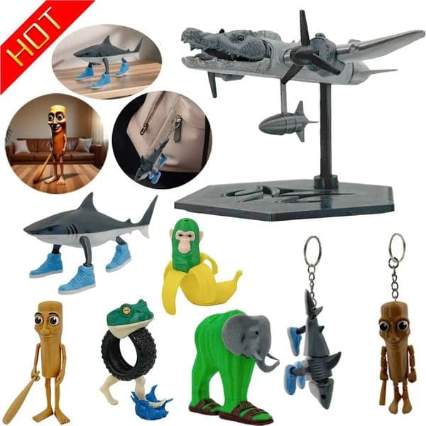 Shark Figurine TungTungSahur Figure Statue Creative Italian Brainrot Wooden Model Unique 3D Printed Home Desktop Ornament 250515