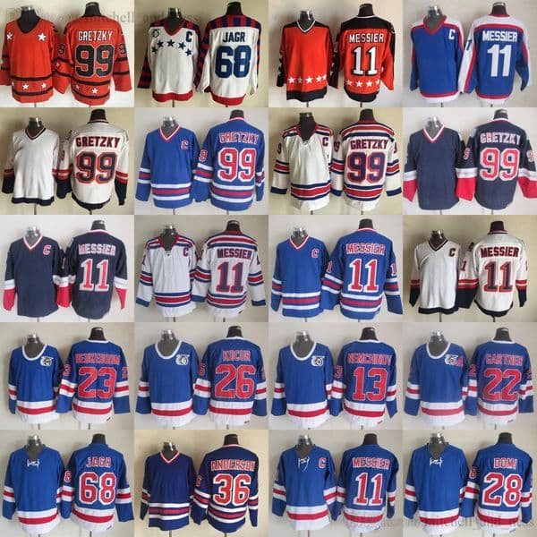 Movie CCM Vintage Hockey 99 Wayne Gretzky Jersey Retro Embroidery Mark Messier Jaromir Jagr 13 Sergei Nemchinov 26 Joe Kocur 36 Glenn Anderson 22 Mike Gartner Jerseys