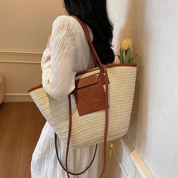 free shipping 2025 new hot designer Shoulder Bags for women Handbag Weaving large capacity beach bag casual tote brown