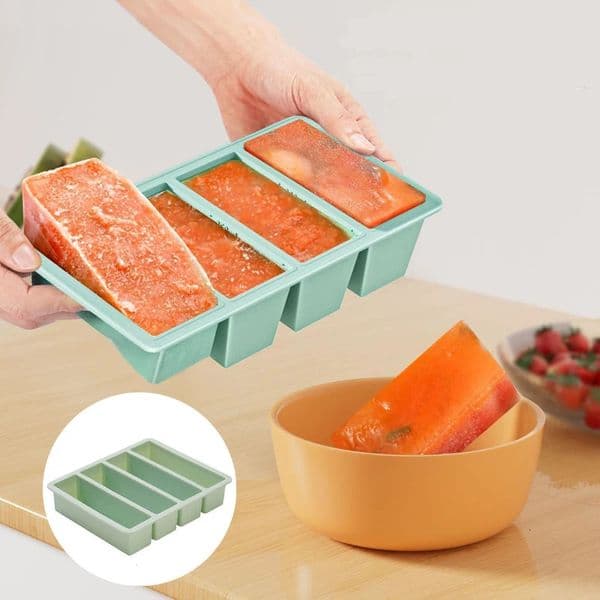 1Pc Giant Storage For Food Meal Sauce With Lid Silicone Freezer Trays Extra Large Soup Ice 4 Cubes Tray Freezing Molds 250515BJ