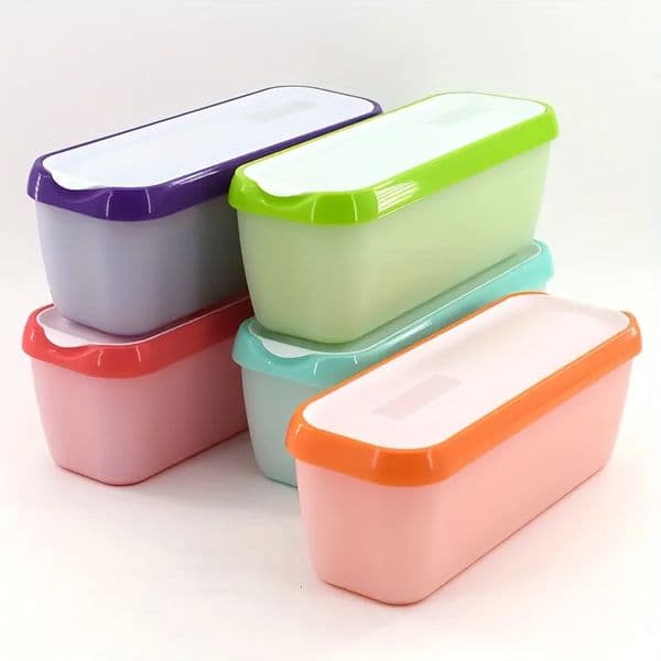 1pc Rectangular double ice cream box with lid Homemade storage Reusable 250515