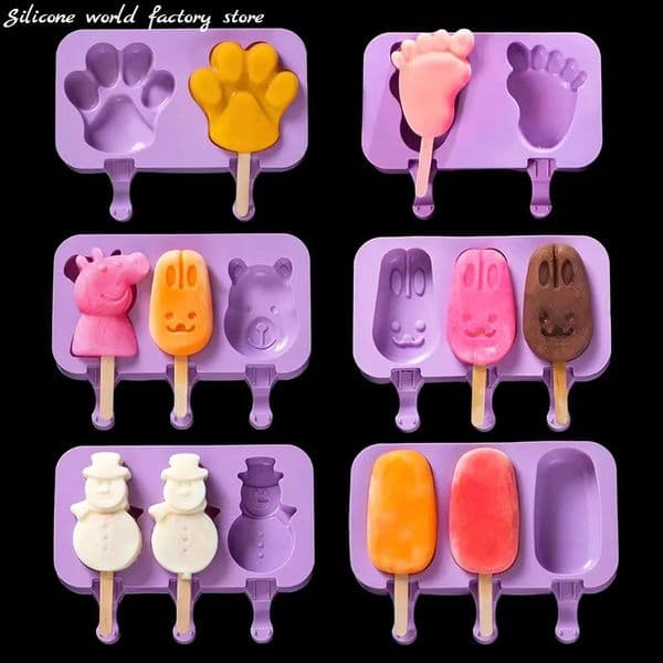 Silicone World DIY Ice Cream Molds Homemade Handheld Popsicle Mold Cheese Stick Pop Tray With Lid 250515BJ