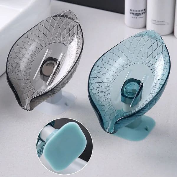 Suction Cup Drain Soap Box Leaf-shaped Bathroom Soap Tray Non-punching Wall-mounted Shower Soap Container Bathroom Organizers 250509