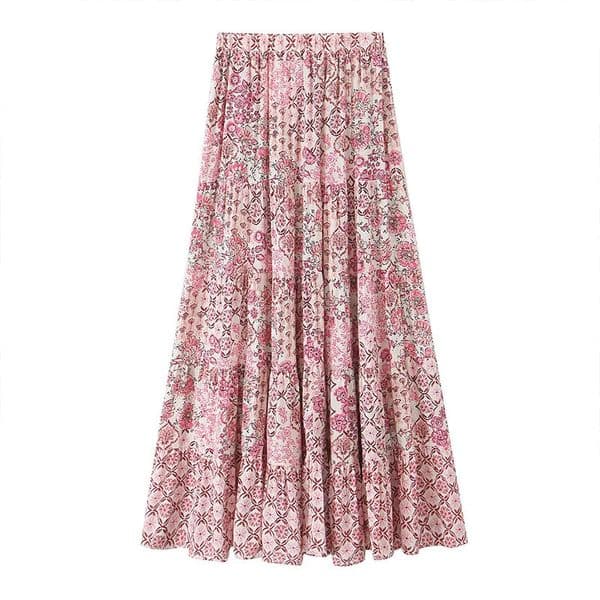 Willshela Women Fashion Printed Pleated ALine Midi Skirt Vintage High Elastic Waist Female Chic Lady Skirts 250515