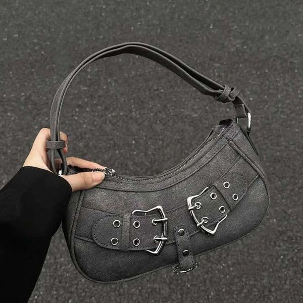 Sweet Cool Denim Grey Shoulder Women Y2k Grunge Hot Girls Casual Handbag Lady Vintage Versatile Underarm Bag Autumn