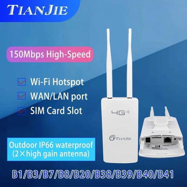 TIANJIE CPE905 Outdoor 4G Router with Wi-Fi HotspotSIM card Router150Mbps High-speed NetworkPortable Waterproof Modem 10 User X250516