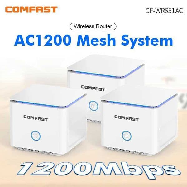 Comfast AC1200 Mesh WiFi System Whole Home Coverage Gigabit Wi-Fi Router Range Extender 4*5dbi Antena Mesh Network Booster 3Pack X250516