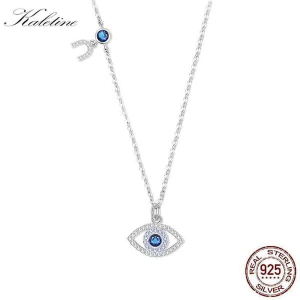 KTINE Evil Eye Necklace Pendant 925 Sterling Silver Wen Luxury Brand Blue Stone CZ Turkish Jewelry Fashion X250516