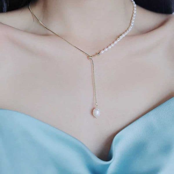 100% Natural Freshwater Pearl 14K Gold Filled Trendy Fem Pendant Necklace Jewelry For Wen Snake Chains No Fade X2505161