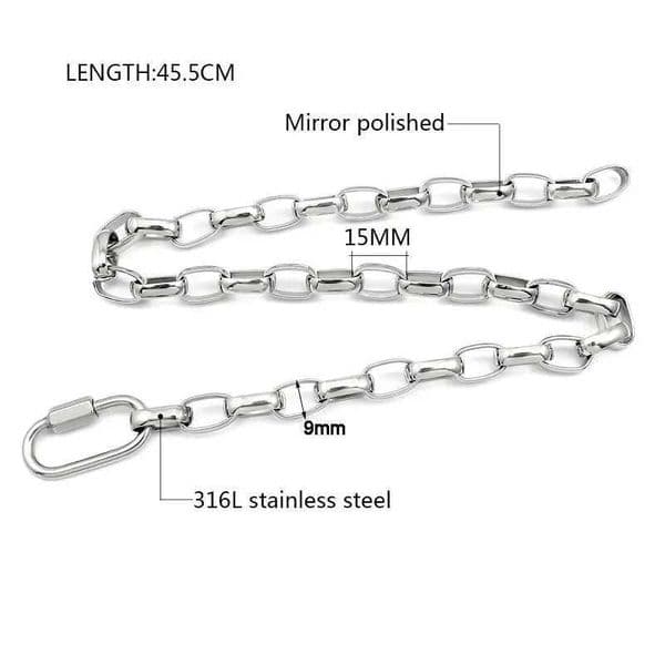 Stainless Steel Carabiner Hook Closure Necklace for Wen Men Geetric Metal Links 9mm Wide Link Chain Necklaces Party Gifts X2505161