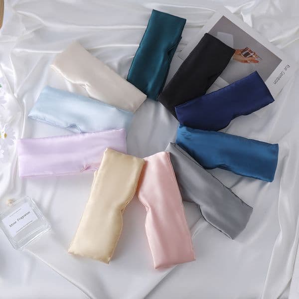 The faux silk eye mask is fully wrapped to block light. It is a large sleep eye mask that is portable, comfortable and breathable for home, nap, travel and outdoor use