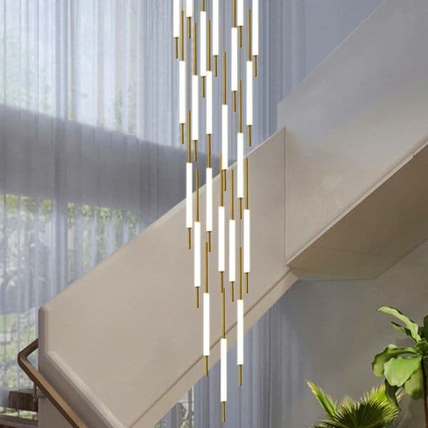 Led chandelier golden black long line hanging long branch chandelier compound attic living room staircase lighting Chandelier