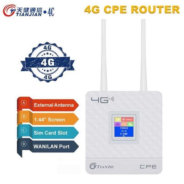 TIANJIE 150Mbps 4G Wifi Router Unlocked SIM Card Wireless Modem External Antenna Hotspot WAN LAN Broadband Adapter for IP Camera X250516