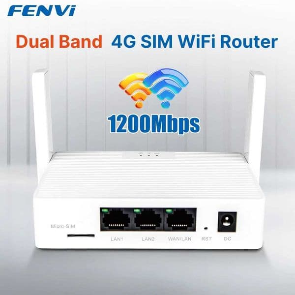 fenvi WiFi 4G LTE Router SIM Card 1200Mbps 2.4GHz 5GHz Wireless Wi-Fi 5dBi Antenna WAN LAN Port 32 Devices for Europe X250516