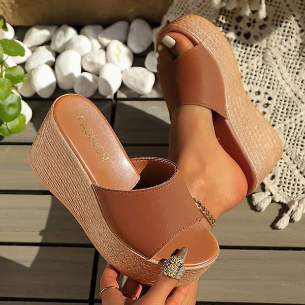 Womens Chunky Platform Wedge Sandals Summer Thick Bottom Non-Slip Beach Slippers Woman Plus Size 43 Lightweight Outdoor Slides 250515