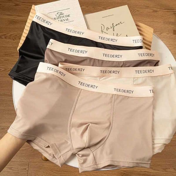 New Small Fragrant Solid Color Ice Silk Mens Underwear Mid Waist Skin friendly Breathable Mens Flat PantsXJ250516