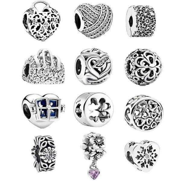 Authentic Openwork Entwined Hearts Flowers Dangle Charm Bead Fit Original European 925 Sterling Silver Bracelet Women JewelryXJ250517