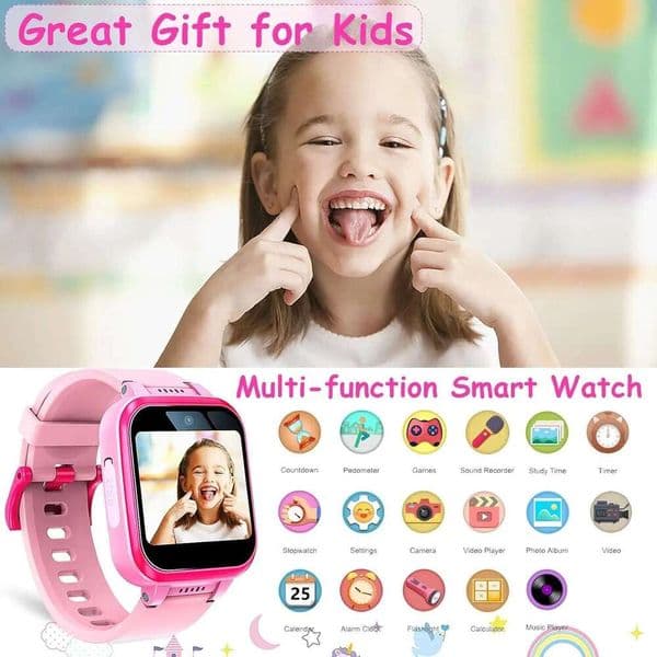 Smart with 90°Rotatable Camera Smartwatch Touch Screen Kids Watch Music Pedometer Flashlight Games Digital Wrist Watc