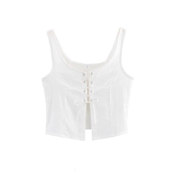 2025 Summer Fashion Slim Fit Rope Wearing Bow Decoration Strap Top for Women A15036