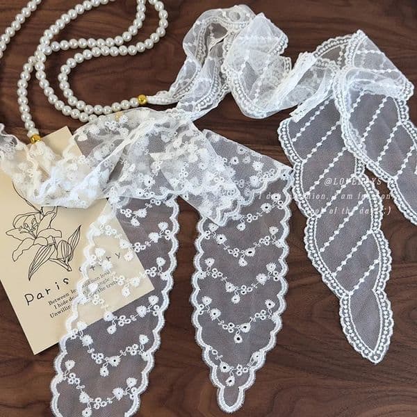 Temperament Pearl Lace Headband Necklace Womens Explosive Long Scarf Belt Korean Versatile Multifunctional Silk 250516BJ