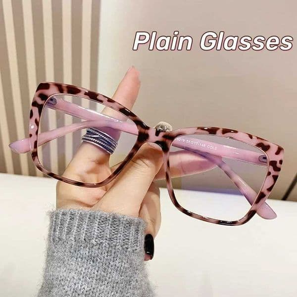 Women Luxury Brand Square Cat Eye Large Frame Glasses Vintage Anti Blue Light Optical Pink Leopard Glasses Personality EyewearXJ250516