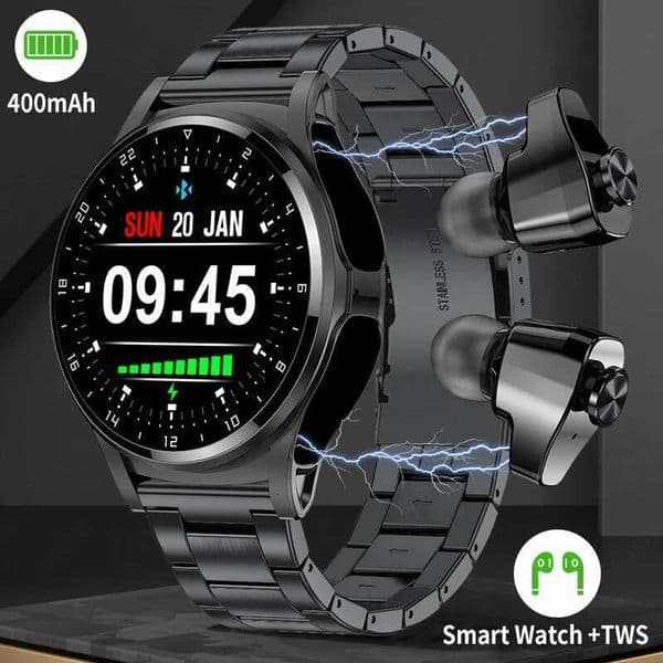 LIGE NFC Smartwatch Earphon Sports Men TWS Wireless Stereo Music Player Smart Watch Health Monitoring Function