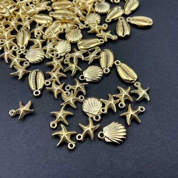50pcs Starfish Conch Charm Gold Plated CCB Charms Pendant DIY Earring Necklace Bracelet Accories for Jewelry Making FindingsXJ250517