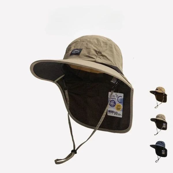 Unisex Summer Wide Brim Waterproof and Quickdrying Panama Caps Outdoor Visor Bucket Hats Mesh Breathable Sun Hat with Neck Flap 250517