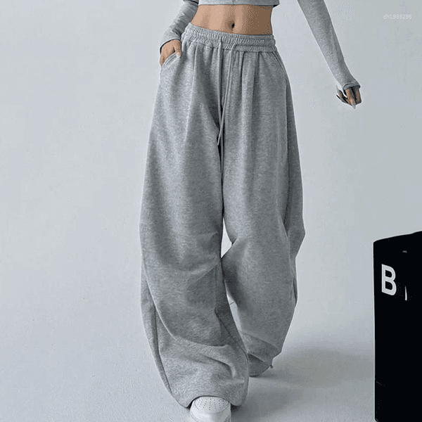Women's Pants 2025 Harajuku Wide Leg Sweatpants Women Streetwear Baggy Oversize Gray Sports Woman Drawstring Casual Joggers Trousers