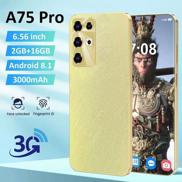 Explosions 3G A75 Pro smart 6.56-inch big screen 2+16G dual-card dual standby low-cost mobile phone