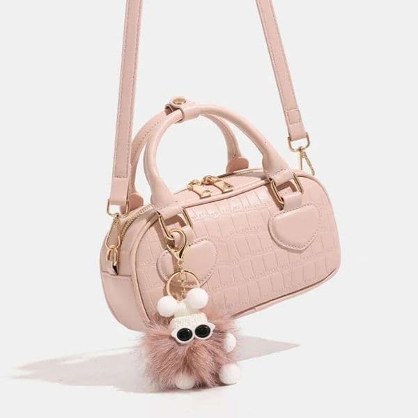 Korean New High Quality Cute Stone Bowling Boston Female Niche Fashion Hand Handbag With A Single Shoulder Crossbody Bag