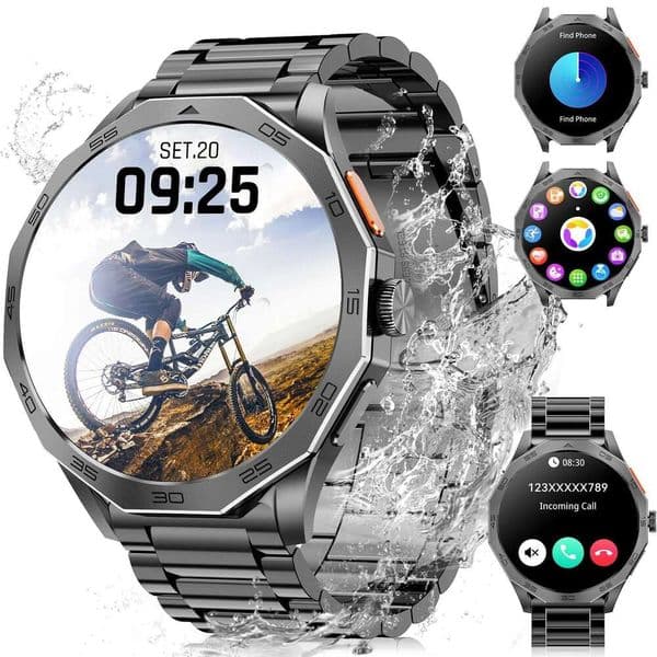 Karchilor Men's smartwatch, 1.85 high-definition screen, Bluetooth calling IP68 waterproof sports watch, Sports fiess