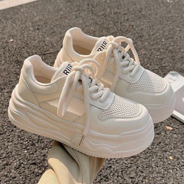 New Chinese style white summer shoes, new sponge shoes, designer mesh soles, women's breathable multifunctional thick soled sports shoes