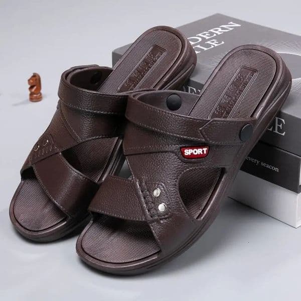 Fashion Rubber Mens Sandals and Slippers Two in One Summer Mens Driving Thick Soled Anti Slip Beach Shoes 250515BJ