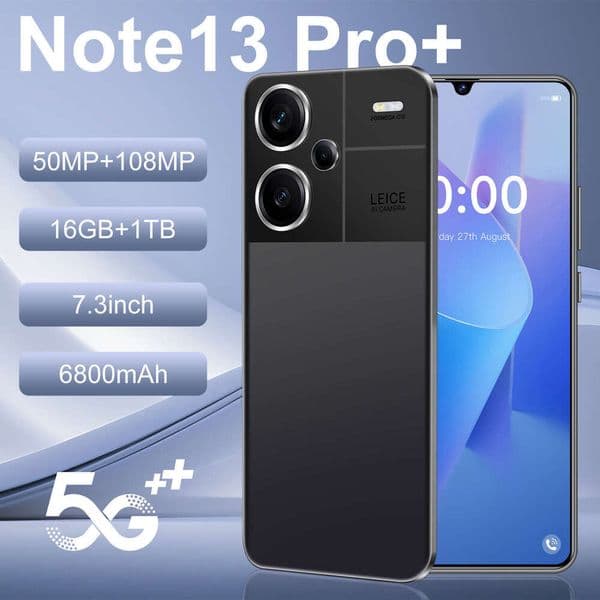 New Note13Pro+ Mobile Smart 7.3-inch Android Smartphone Camera Telephone HD Display Face Recognition 1TB