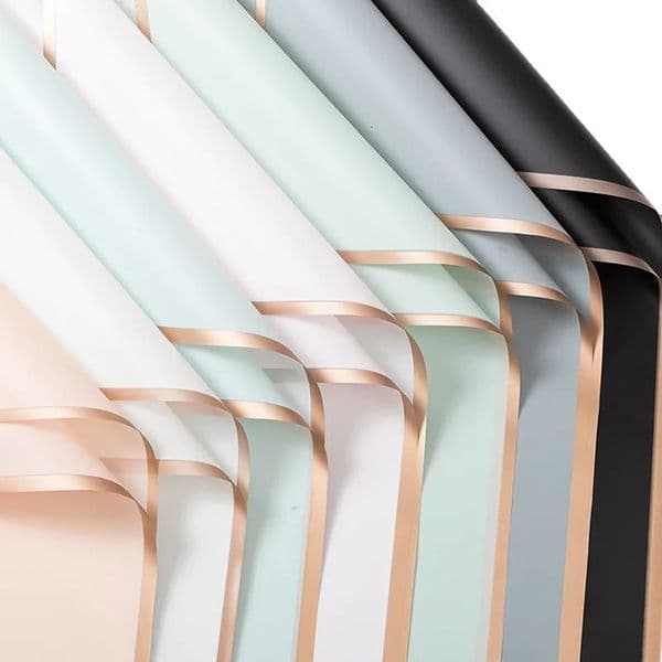 20pcs/lot Golden Border Rose Floral Wrapping Paper Korean Style Semitranparent Gift Florist Flower Bouquet Wrapping Paper 250517