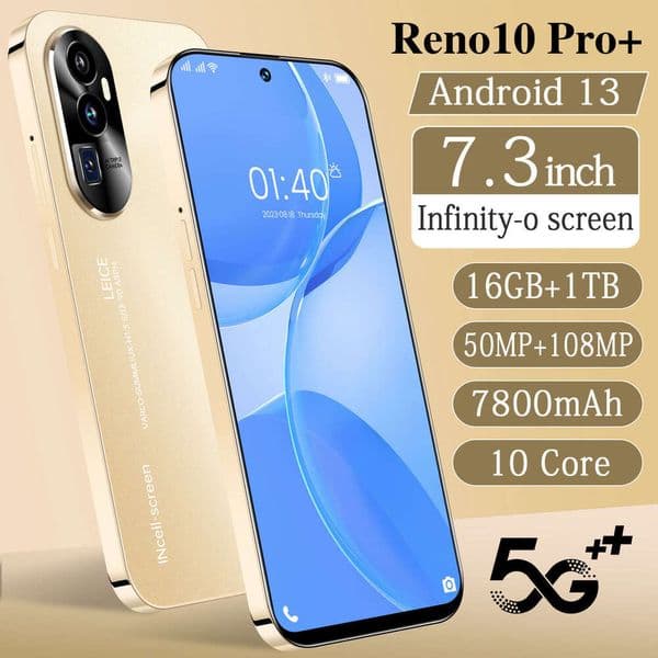 7.3 inch Reno10Pro+ mobile phone 3+64G screen Unlock Touch Screen Phone Androids Camera Telephone HD Display Face Recognition