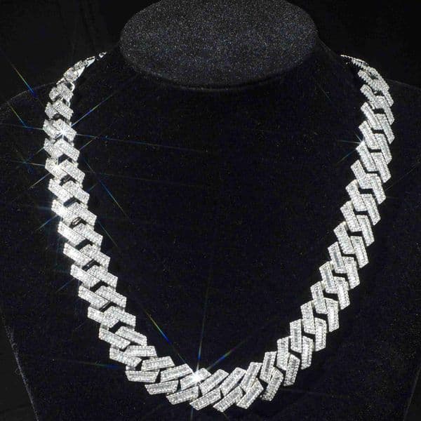 Factory Custom Heavy Big Hip Hop Rapper 12mm 14mm 15mm 18mm Vvs Moissanite Baguette Dia Cuban Link Chain Bracelet Sier