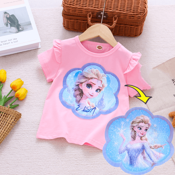 Frozen Elsa Kids Princess toddler designer cartoon printed T-shirt for baby girl summer children's clothes short-sle..