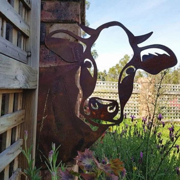 Metal Art Garden Ornaments Rusty Animal Scout Stakes Metal Decorative Silhouette Rust Figure Statue for Outdoor Garden Yard 250517