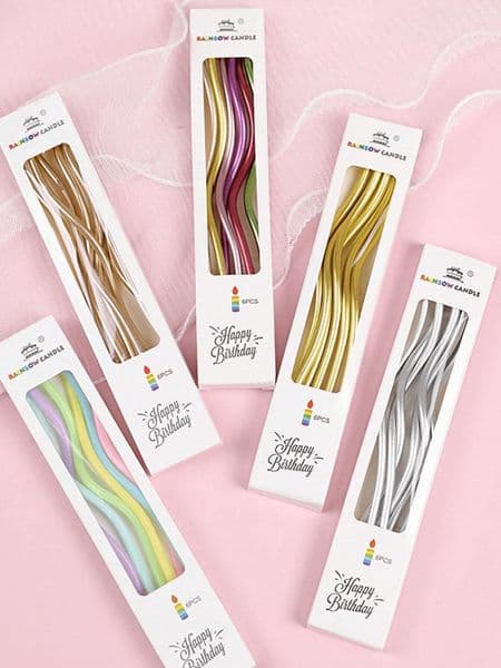 6/12/48pcs/1case Birthday Candles Spiral Cake Candles Long Thin Cake Candles For Wedding Party And Cake Decoration