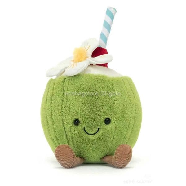 Plush Dolls Summer New Coconut Lemon Water Dragon Fruit Treasure Box Coral ukulele Parrot Plush Doll T260514