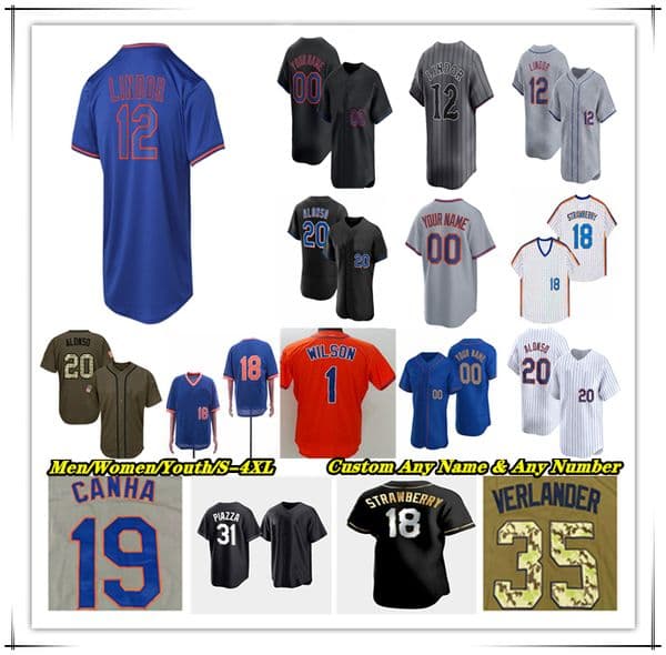 Baseball Jersey Pete Alonso Lindor Juan Soto Brandon Nimmo Mark Vientos Tyrone Taylor Luisangel Acuna Starling Marte Jeff McNeil Brett Baty David Peterson Holmes 4X