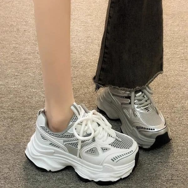 Women Sneakers Platform Breathable Shoes Ladies Thick Sole Sneakers Fashion Casual Shoes Thick Sole Tennis Vulcanized Shoes 250515BJ