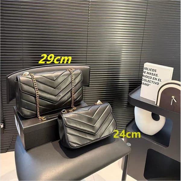 2 size crossbody shoulder black golden chain bags women bag leather purses designer woman handbag Fashion cross body purse