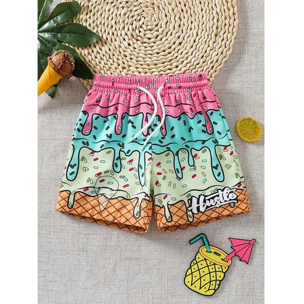 Harajuku Casual Shorts Men Women Ice Cream Sports Gym Fitness 3D Print Quick Dry Holiday Board Summer Male 250516BANJIA