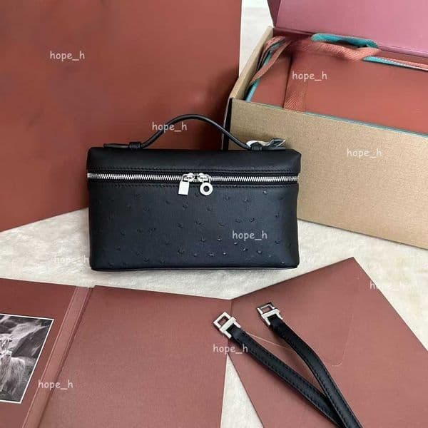 Cosmetic Bags 10A Womens Classic Box Designer Portable Ostrich Pattern Shoulder Leather Quilted Cross Luggage Mini Luxury Makeup Bag 19cm